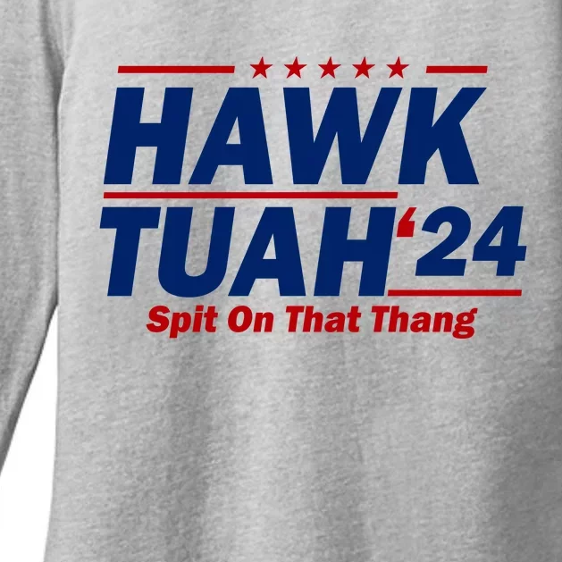 Hawk Tuah 24 Spit On That Thang Funny Saying Womens CVC Long Sleeve Shirt