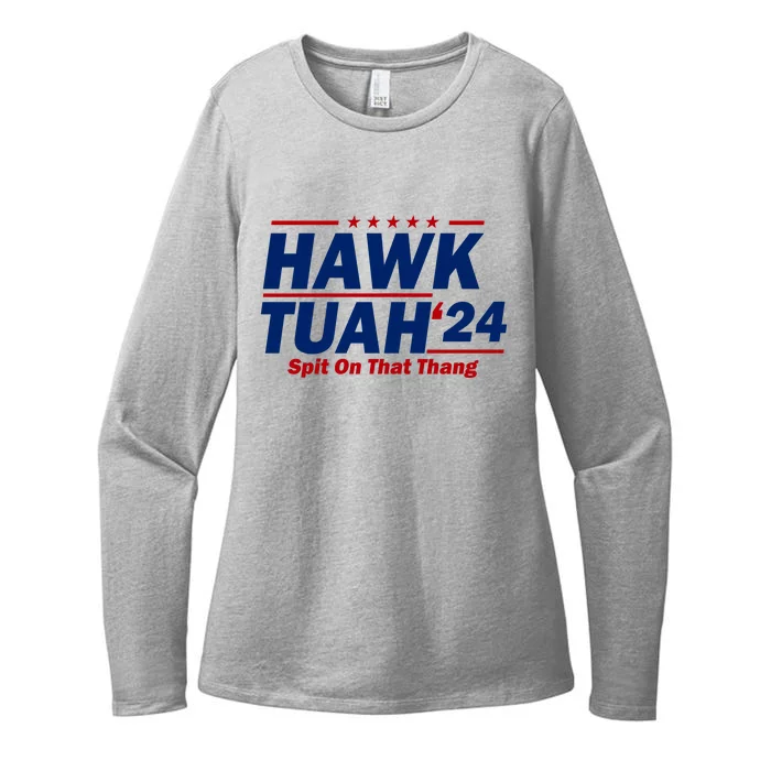 Hawk Tuah 24 Spit On That Thang Funny Saying Womens CVC Long Sleeve Shirt