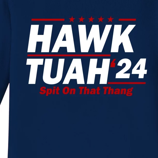 Hawk Tuah 24 Spit On That Thang Funny Saying Baby Long Sleeve Bodysuit