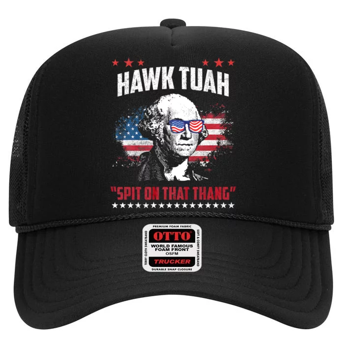 Hawk Tuah 24 Spit On That Thang Hawk Tush For President 2024 Election Parody High Crown Mesh Trucker Hat