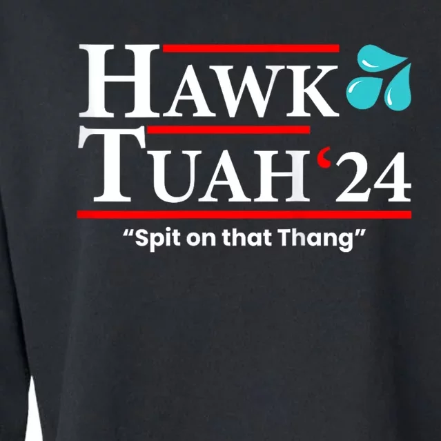 Hawk Tuah 24 Spit On That Thang Hawk Tush For President 2024 Election Parody Cropped Pullover Crew