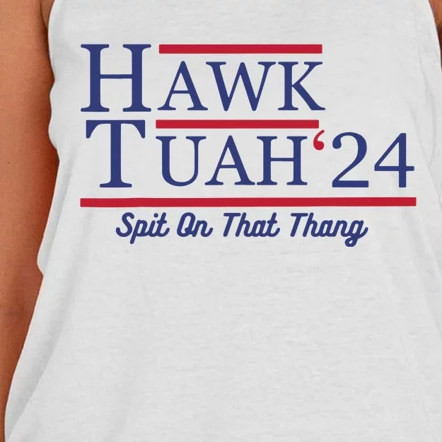 Hawk Tuah 24 Spit On That Thang Women's Knotted Racerback Tank