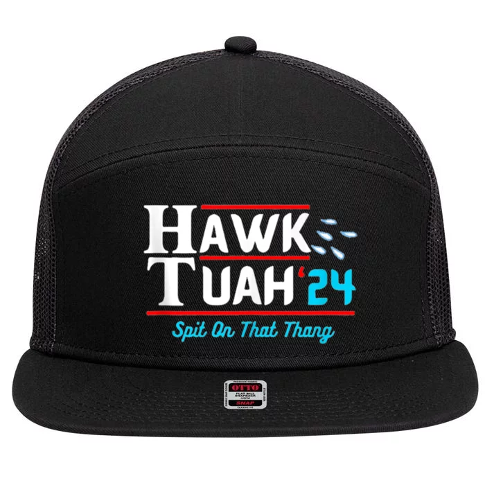 Hawk Tuah 24 Spit On That 7 Panel Mesh Trucker Snapback Hat