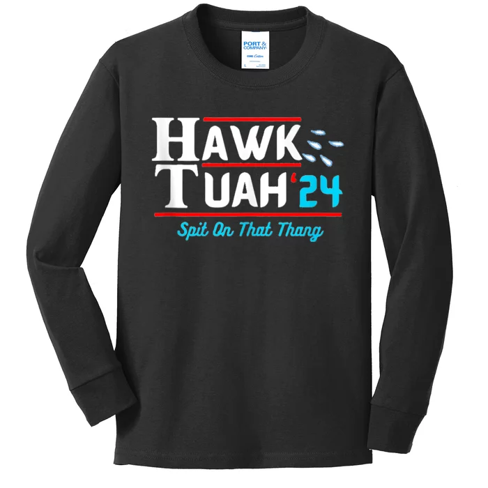 Hawk Tuah 24 Spit On That Kids Long Sleeve Shirt