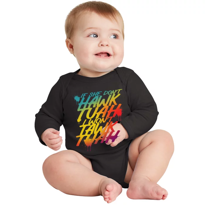 Hawk Tuah 24 Spit On That Thang Hawk Tush For President 2024 Election Parody Baby Long Sleeve Bodysuit