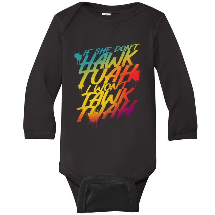 Hawk Tuah 24 Spit On That Thang Hawk Tush For President 2024 Election Parody Baby Long Sleeve Bodysuit