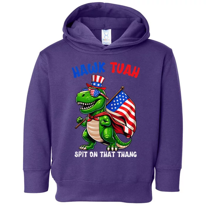 Hawk Tuah 2024 Spit On That Thang Funny Trex Dinosaur Toddler Hoodie