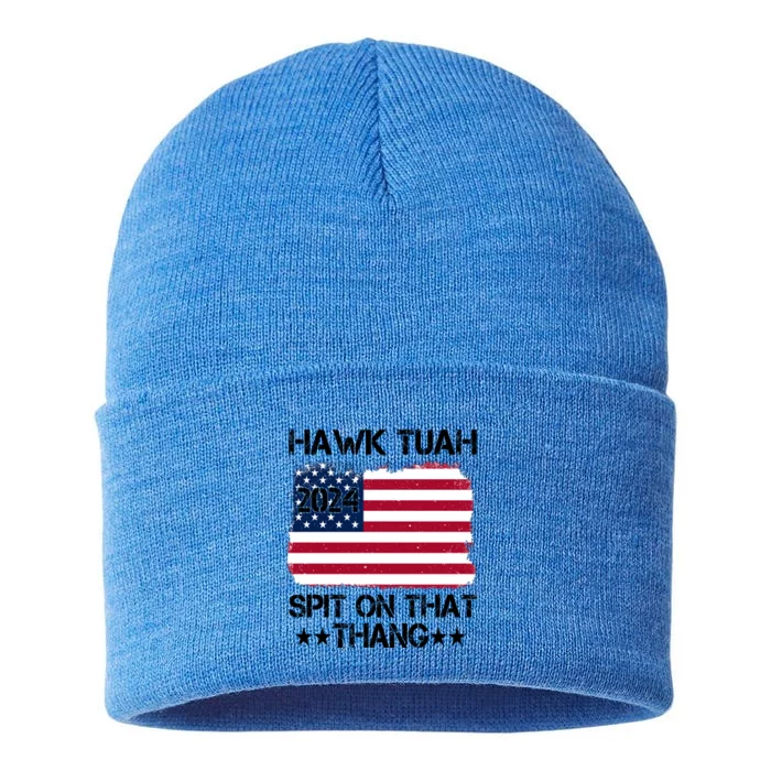 Hawk Tuah 24 Spit On That Thang Sustainable Knit Beanie