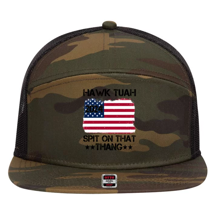 Hawk Tuah 24 Spit On That Thang 7 Panel Mesh Trucker Snapback Hat