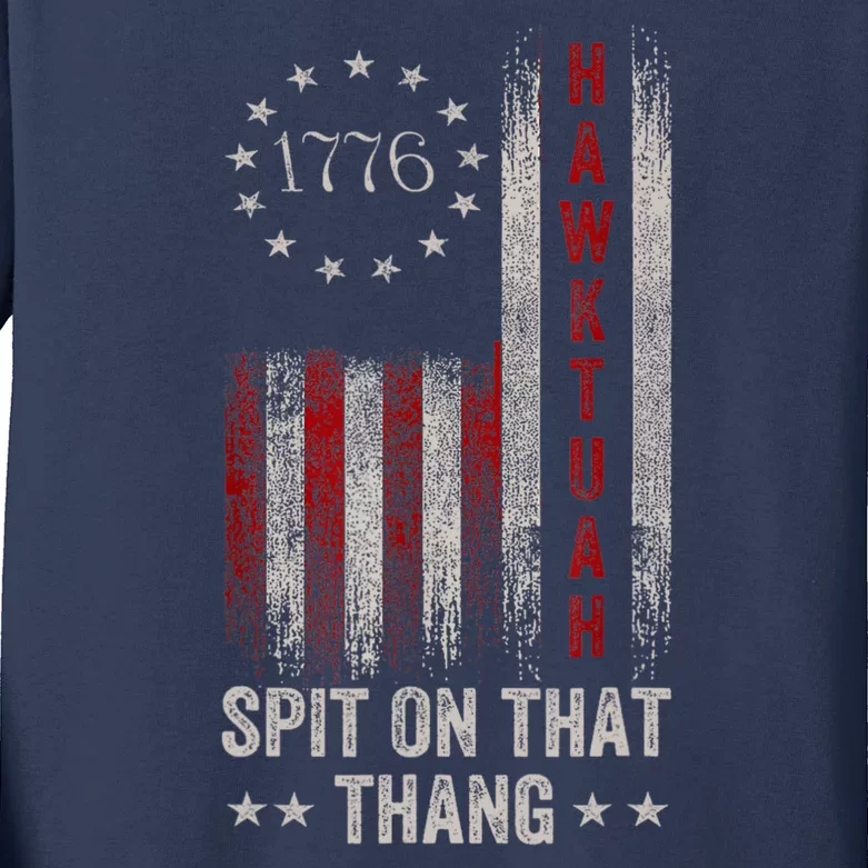 Hawk Tuah 24 Spit On That Thang Kids Long Sleeve Shirt