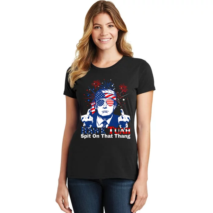 Hawk Tuah 24 Spit On That Thang Hawk Tush For President 2024 Election Parody Women's T-Shirt