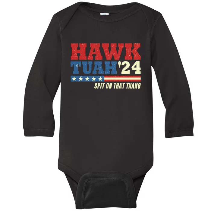 Hawk Tuah 24 Spit On That Thang Funny Saying Baby Long Sleeve Bodysuit