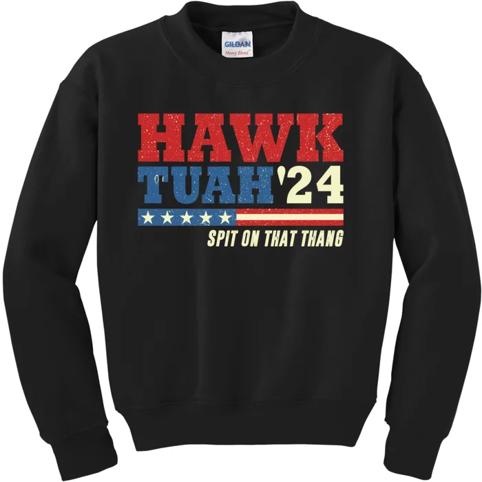 Hawk Tuah 24 Spit On That Thang Funny Saying Kids Sweatshirt