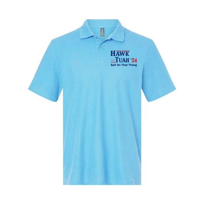 Hawk Tuah 2024 Funny Spit Design Softstyle Adult Sport Polo