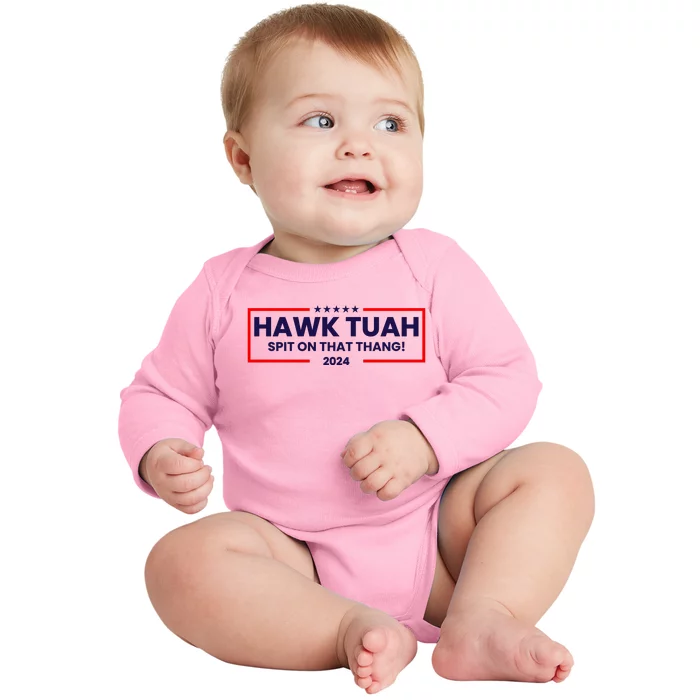 Hawk Tuah 24 Spit On That Thang Funny Saying Baby Long Sleeve Bodysuit