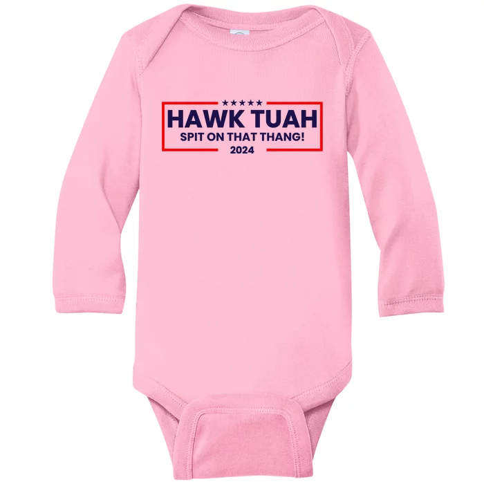 Hawk Tuah 24 Spit On That Thang Funny Saying Baby Long Sleeve Bodysuit