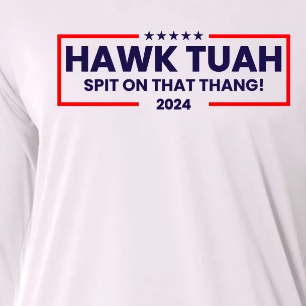 Hawk Tuah 24 Spit On That Thang Funny Saying Cooling Performance Long Sleeve Crew