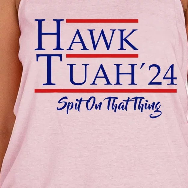 Hawk Tuah 24 Spit On That Thang Women's Knotted Racerback Tank