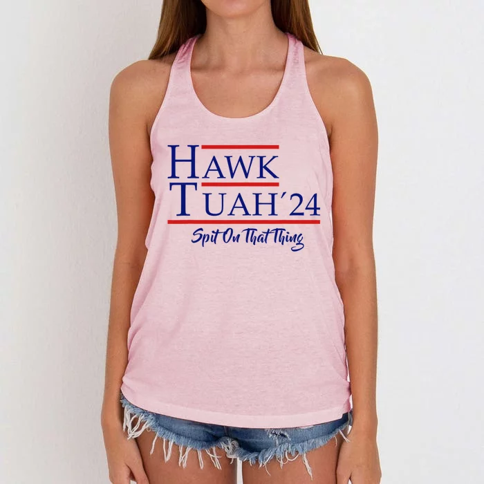 Hawk Tuah 24 Spit On That Thang Women's Knotted Racerback Tank