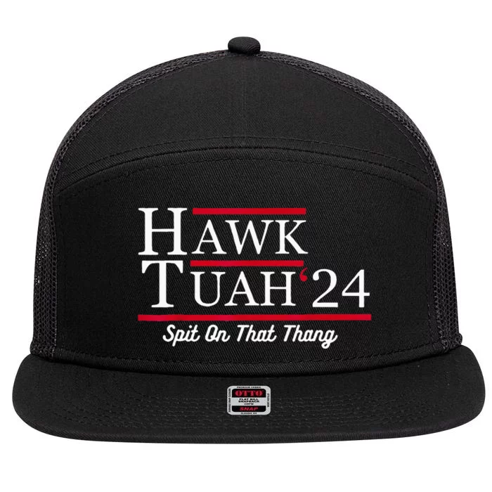 Hawk Tuah 24 Spit On That Thang 7 Panel Mesh Trucker Snapback Hat