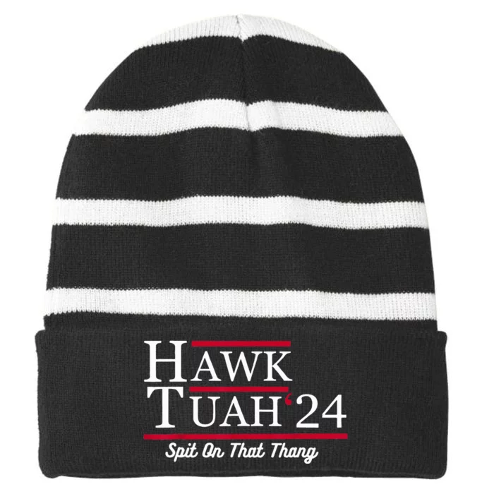 Hawk Tuah 24 Spit On That Thang Striped Beanie with Solid Band