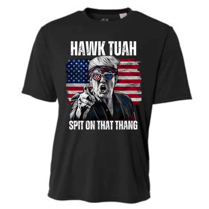 Hawk Tuah 24 Spit On That Thang Hawk Tush For President 2024 Election Parody Cooling Performance Crew T-Shirt