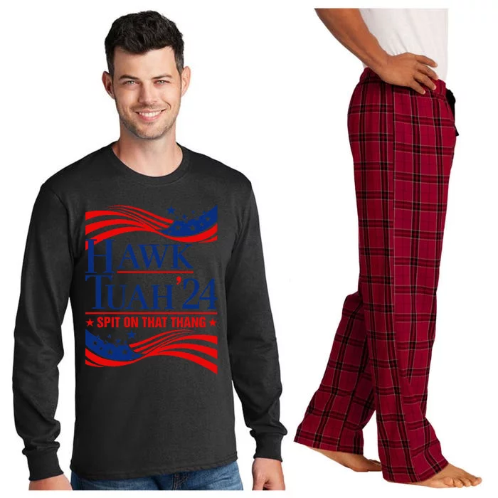 Hawk Tauh 24 Spit On That Thang Usa American Flag Meme Quote Long Sleeve Pajama Set