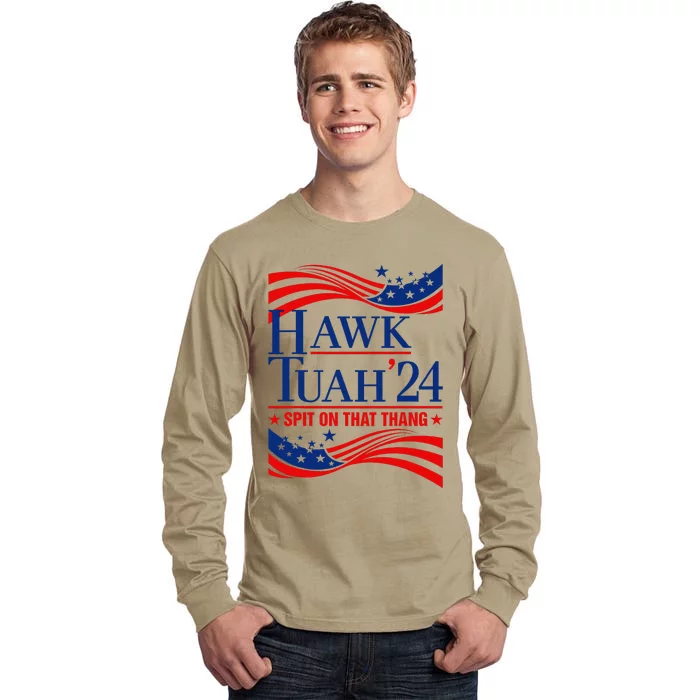 Hawk Tauh 24 Spit On That Thang Usa American Flag Meme Quote Tall Long Sleeve T-Shirt