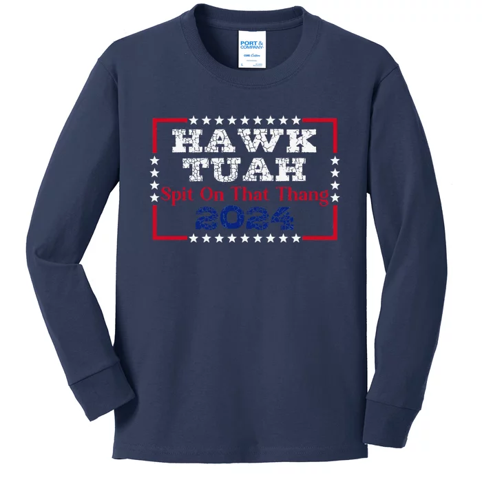 Hawk Thua 2024 Us Flag Color Viral Meme President Election Kids Long Sleeve Shirt