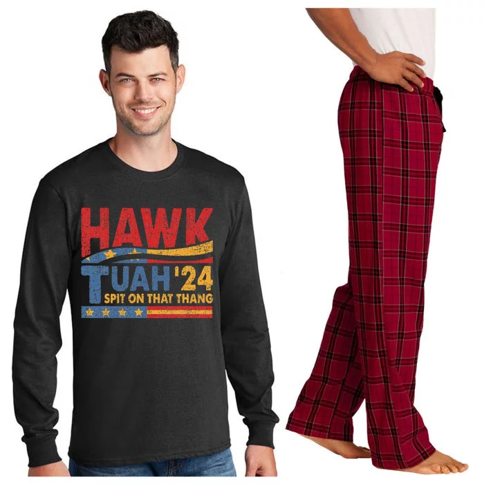 Hawk Tuah 24 Spit On That Thang Humor Long Sleeve Pajama Set