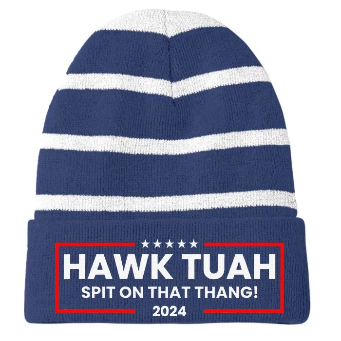 Hawk Tuah 24 Spit On That Thang Striped Beanie with Solid Band