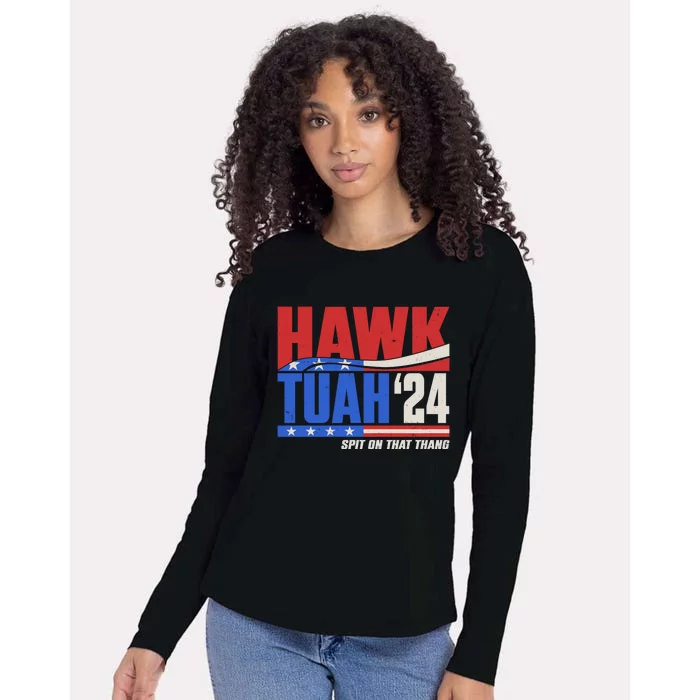 Hawk Tuah 2024 Spit On That Thang Womens Cotton Relaxed Long Sleeve T-Shirt