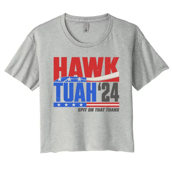 Hawk Tuah 2024 Spit On That Thang Women's Crop Top Tee