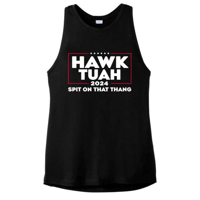 Hawk Tuah 24 Spit On That Thang Funny Saying Ladies Tri-Blend Wicking Tank