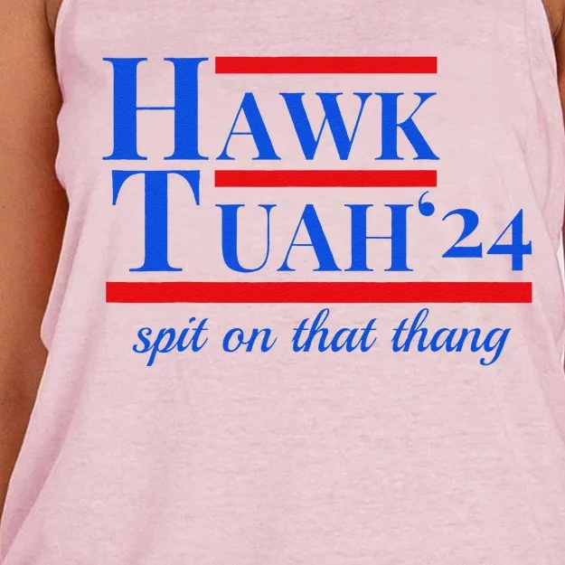 Hawk Tuah 24 Spit On That Thang Funny Meme Women's Knotted Racerback Tank