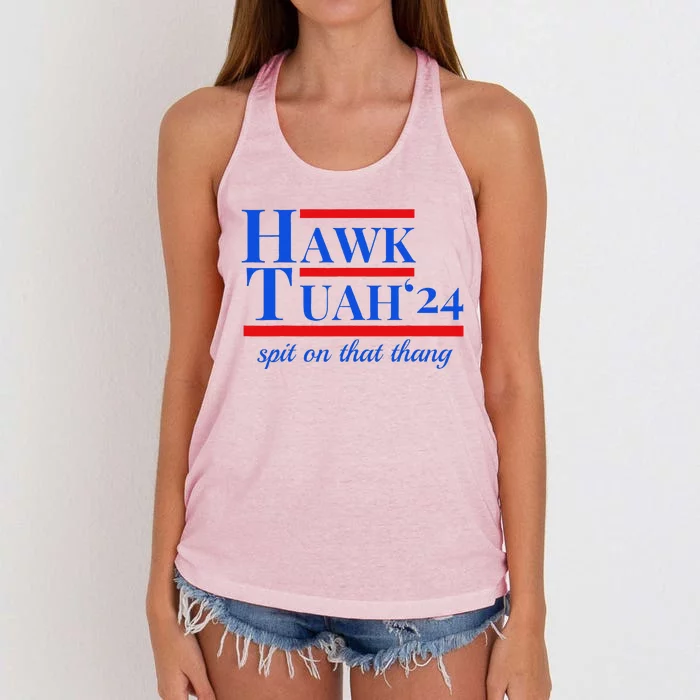 Hawk Tuah 24 Spit On That Thang Funny Meme Women's Knotted Racerback Tank