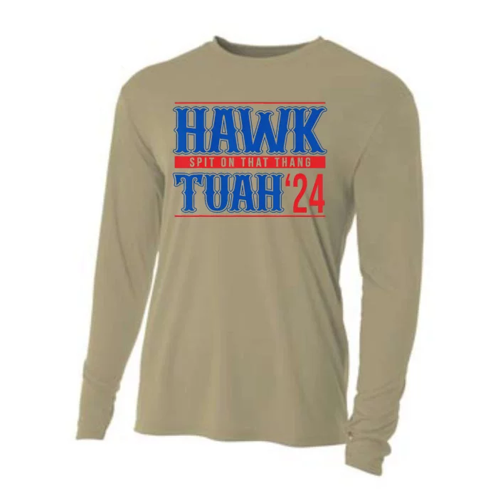 Hawk Tuah 24 Spit On That Thang Funny Sayings Cooling Performance Long Sleeve Crew