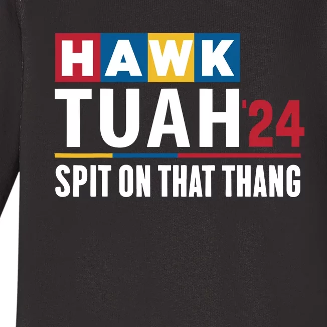 Hawk Tuah 24 Spit On That Thang Funny Saying Baby Long Sleeve Bodysuit