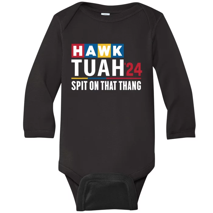 Hawk Tuah 24 Spit On That Thang Funny Saying Baby Long Sleeve Bodysuit