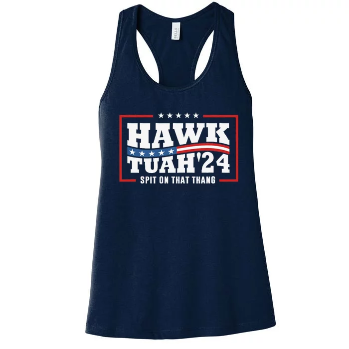 Hawk Tush 24 Spit On That Thing Retro Political President Women's Racerback Tank