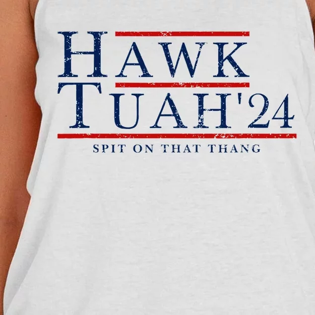 Hawk Tuah 24 Spit On That Thang Women's Knotted Racerback Tank