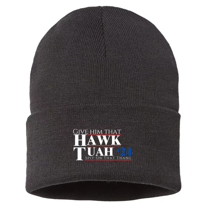 Hawk Tuah 24 Spit On That Thang Sustainable Knit Beanie