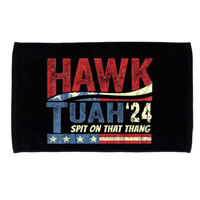 Hawk Tuah 24 Spit On That Thang Hawk Tuah 2024 Funny Viral Design Microfiber Hand Towel