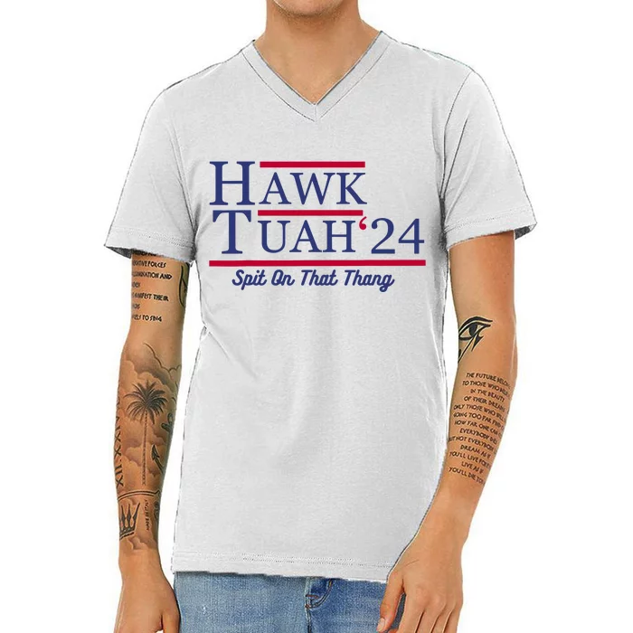 Hawk Tuah 24 Spit On That Thang V-Neck T-Shirt