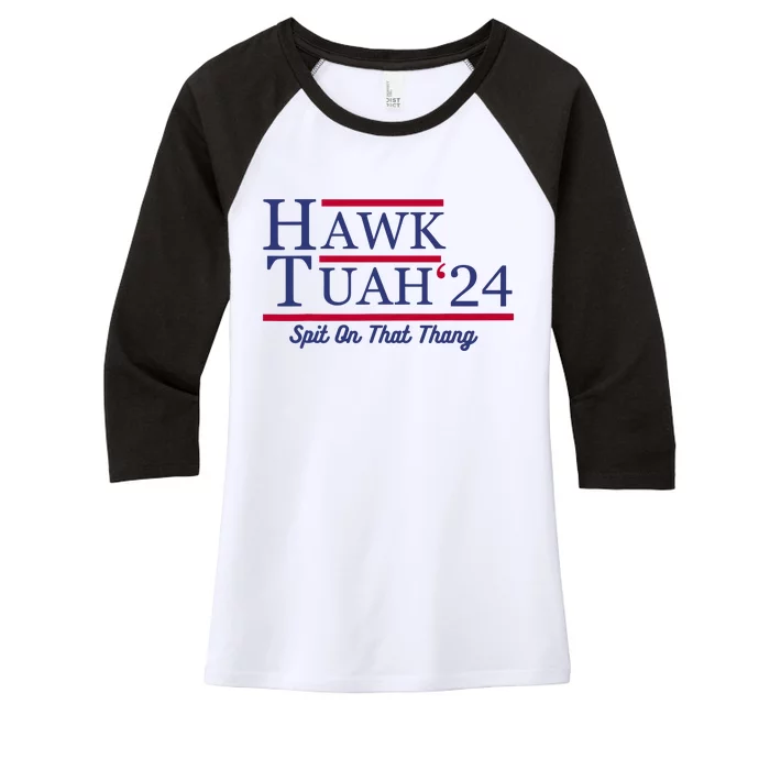 Hawk Tuah 24 Spit On That Thang Women's Tri-Blend 3/4-Sleeve Raglan Shirt