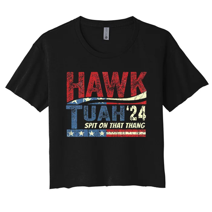 Hawk Tuah 24 Spit On That Thang Women's Crop Top Tee