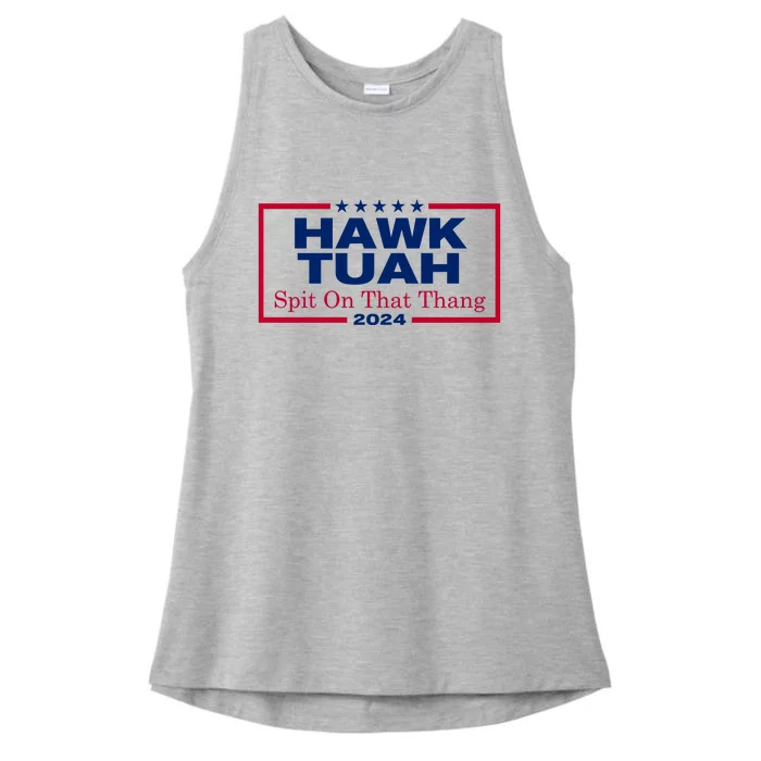 Hawk Tuah 24 Spit On That Thang Funny Quote Ladies Tri-Blend Wicking Tank