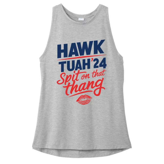 Hawk Tuah 2024 Funny Hawk Tush Design Ladies Tri-Blend Wicking Tank