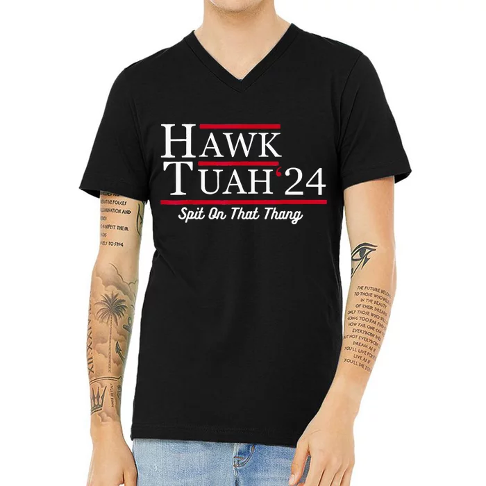 Hawk Tuah 24 Spit On That Thang V-Neck T-Shirt