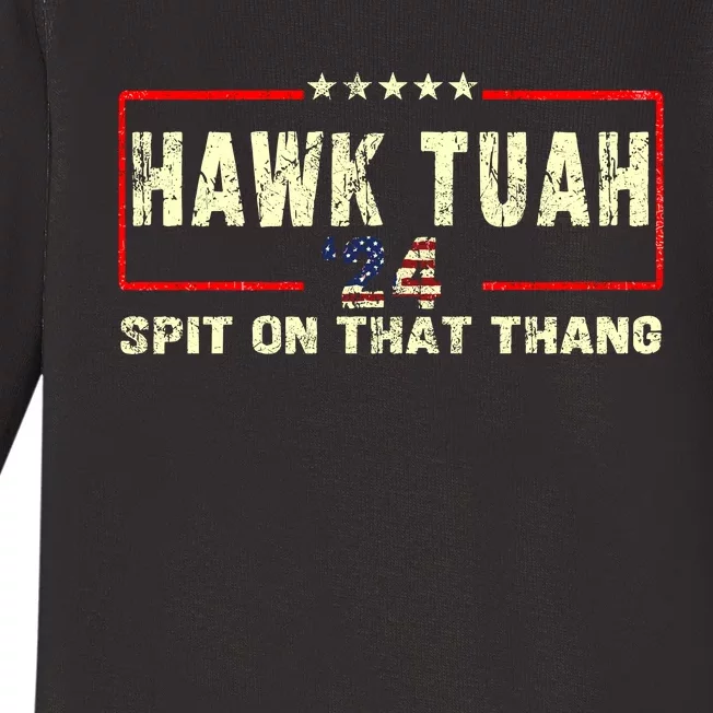 Hawk Tuah 24 Spit On That Thang Funny Quote Baby Long Sleeve Bodysuit